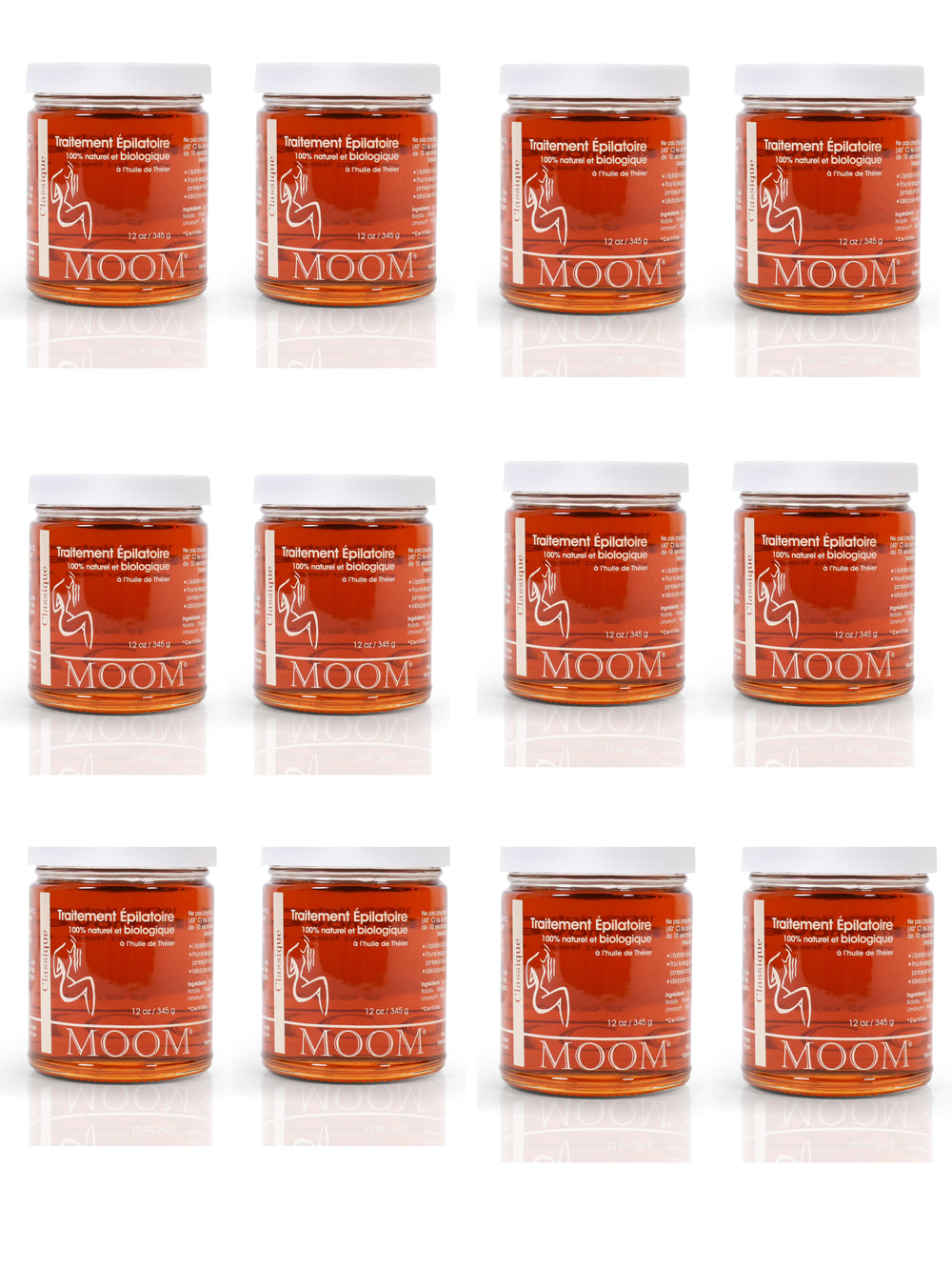 MOOM Organic Hair Removal with Tea Tree Refill Jar 12 oz (Classic)(12 Pack)