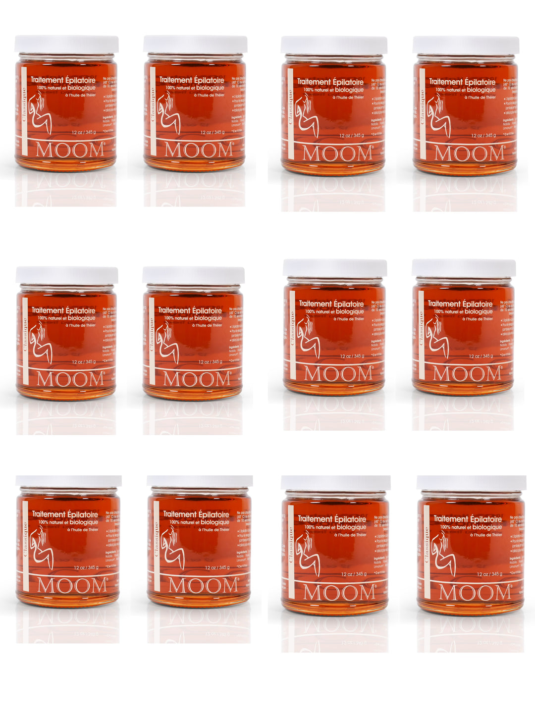 MOOM Organic Hair Removal with Tea Tree Refill Jar 12 oz (Classic)(12 Pack)