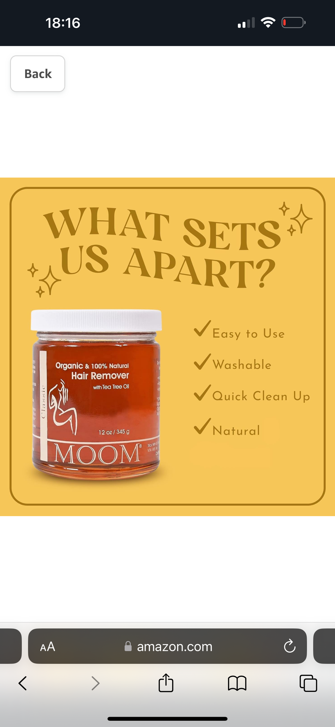 MOOM Organic Hair Removal with Tea Tree Refill Jar 12 oz (Classic)(12 Pack)