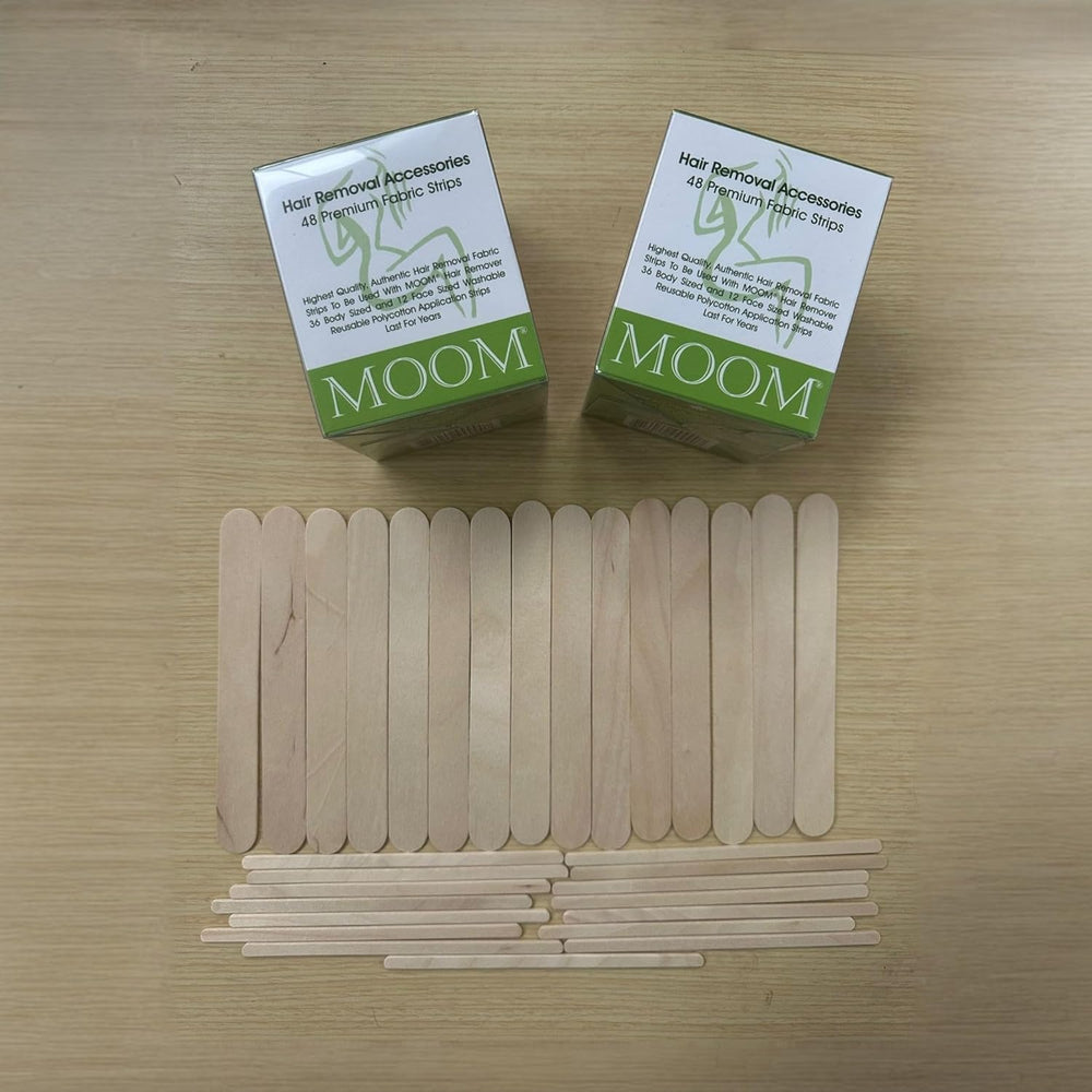 MOOM Fabric Strips  (48 Count) (2 Pack)+30 Waxing Sticks