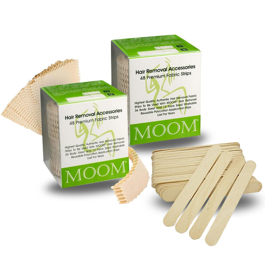 MOOM Fabric Strips  (48 Count) (2 Pack)+30 Waxing Sticks