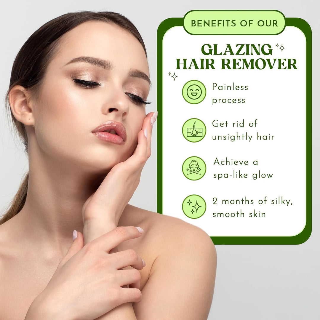 MOOM Glazing Organic Hair Remover with Avocado Face and Eyebrows (3oz/85g) (12 pack)