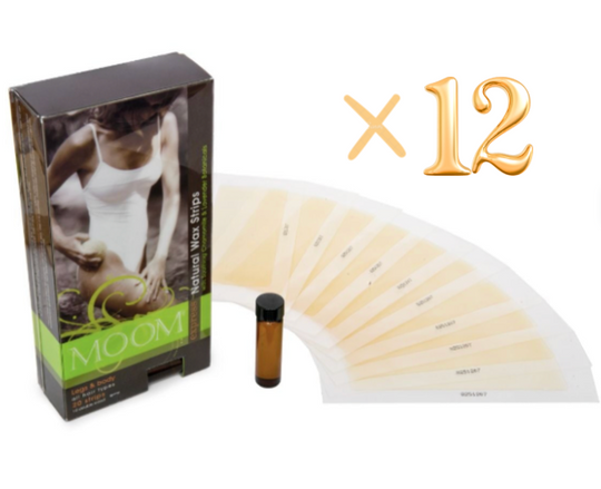 MOOM Express Pre-Waxed Strips for Legs & Body (12 Pack)