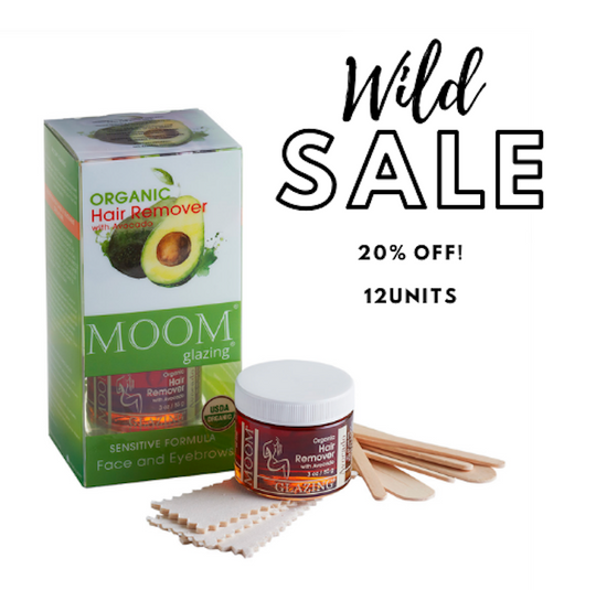MOOM Glazing Organic Hair Remover with Avocado Face and Eyebrows (3oz/85g) (12 pack)