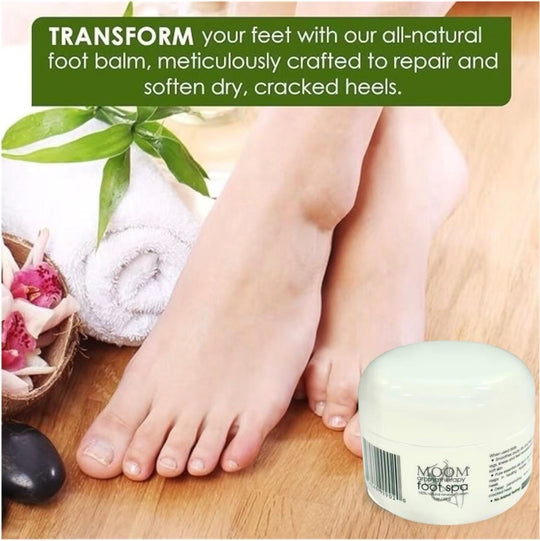 MOOM Foot Spa Cream – 100% Natural Foot Renewal, foot cream infused with Essential Oils for Soft, Smooth Feet, Aromatherapy Moisturizer for Dry, Cracked Heels,Feet,Knees,Elbows,Hands (1oz)(4unit)