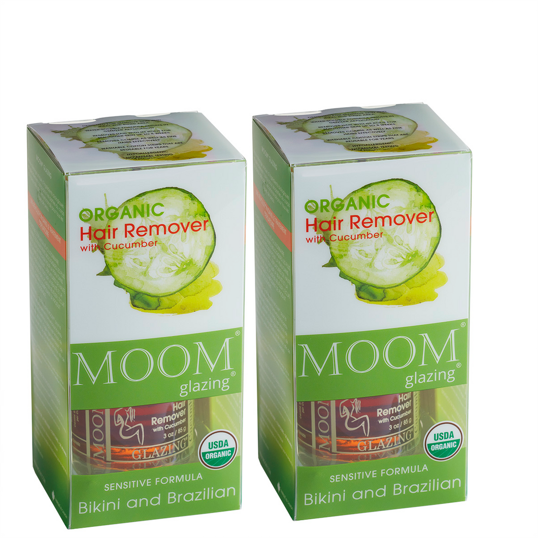 MOOM Glazing Organic Hair Remover with Cucumber Bikini and Brazilian (2 Pack)
