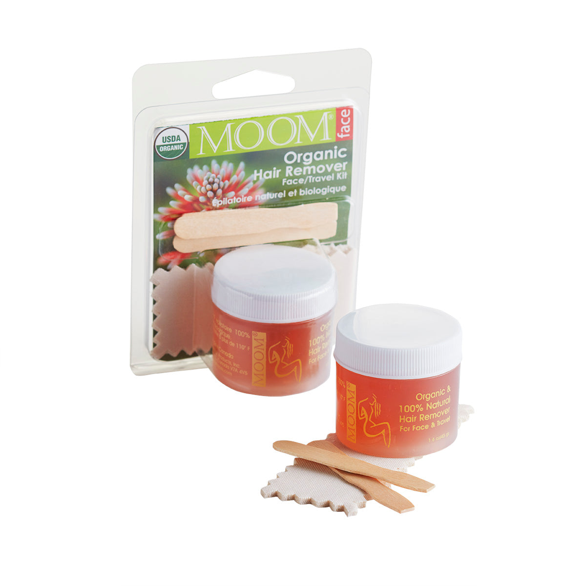 Moom Organic Hair Remover Kit with Avocado Face and Eyebrows 3 oz 85 G