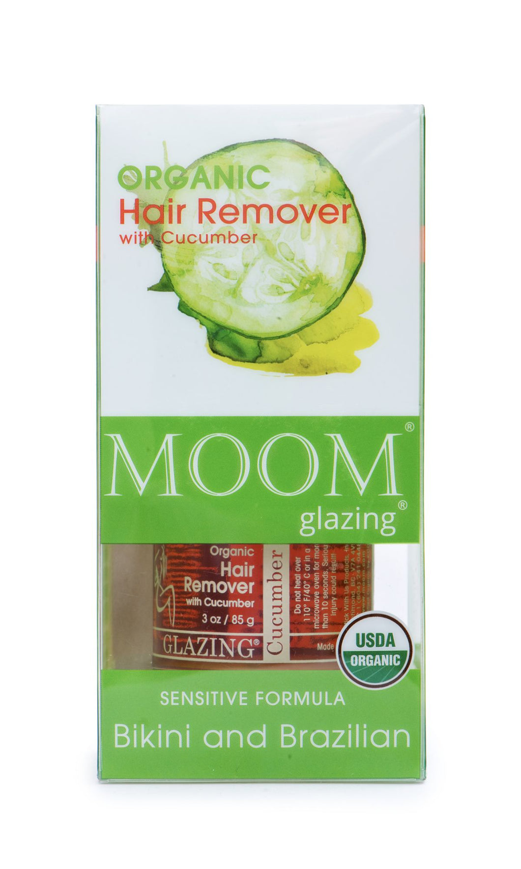 MOOM Glazing Organic Hair Remover with Cucumber Bikini and Brazilian (3oz/85g)